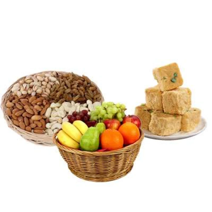 Special Treat Hamper with Patisa, Dry Fruits & Fresh Fruit Basket