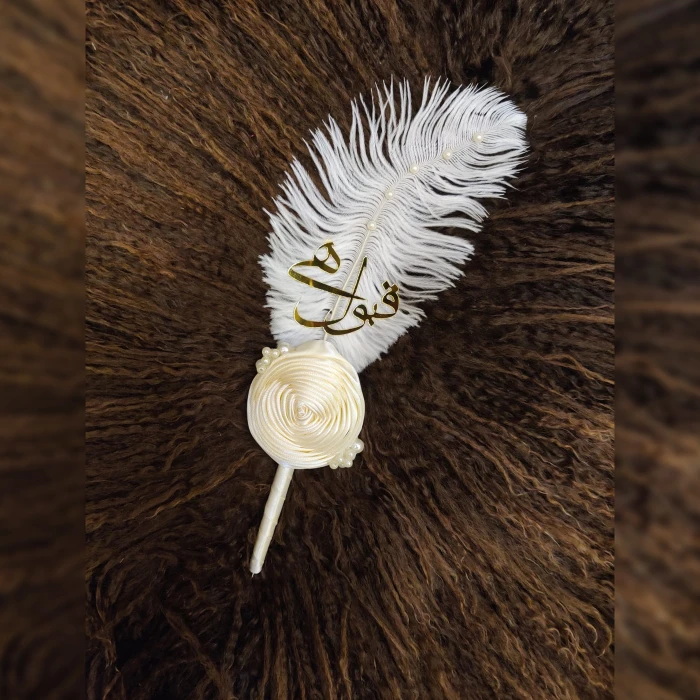 Off White Flower Nikkah Pen Elegant Wedding Accessory