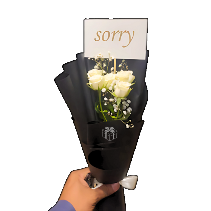 Sorry Flower Bouquet Apology Single White Rose