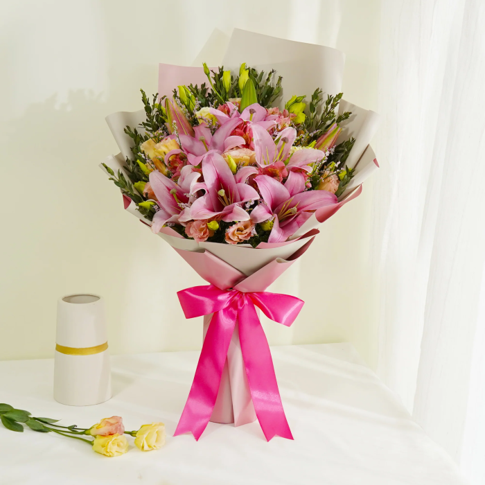 Sweet Desire Bouquet Pink Lilies & Alstroemeria
