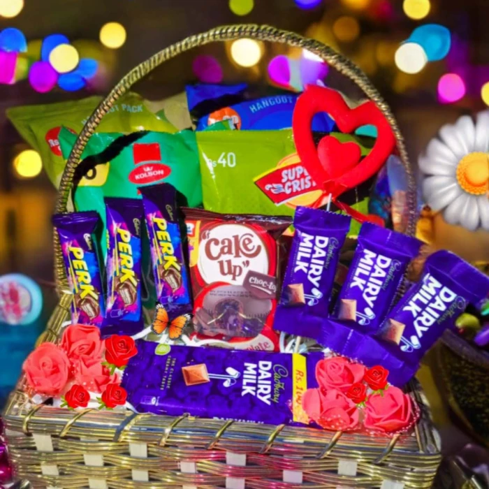 Variety Snack and Chocolate Gift Basket Chips, Chocolates & Treats