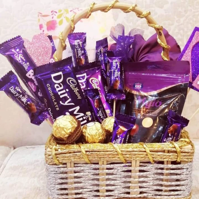 Dairy Milk & Rocher Basket Premium Cadbury and Ferrero Gift Hamper