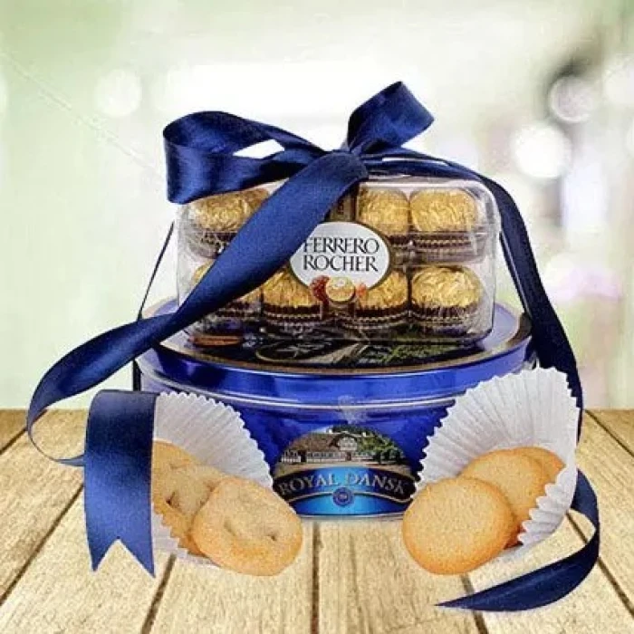 Choco Cookie Delight Ferrero Rocher & Danish Butter Cookies Gift