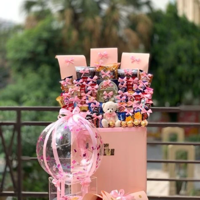 The Viral Gift Box for Her Deluxe Chocolate, Floral & Balloon Celebration Box