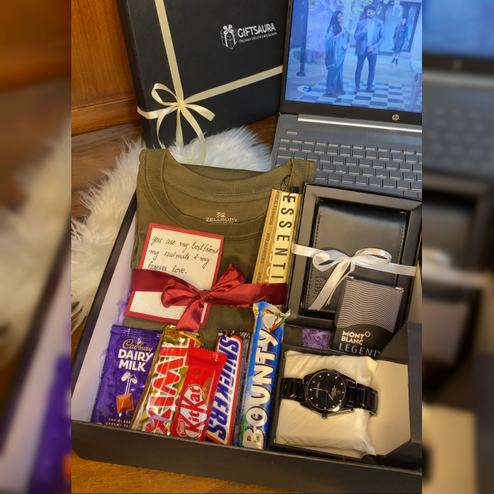 Birthday Surprise Gift Box Wallet, T-Shirt, Watch, Perfume & Chocolates