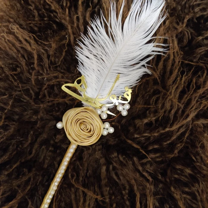 Gold Flower Ribbon Nikkah Pen