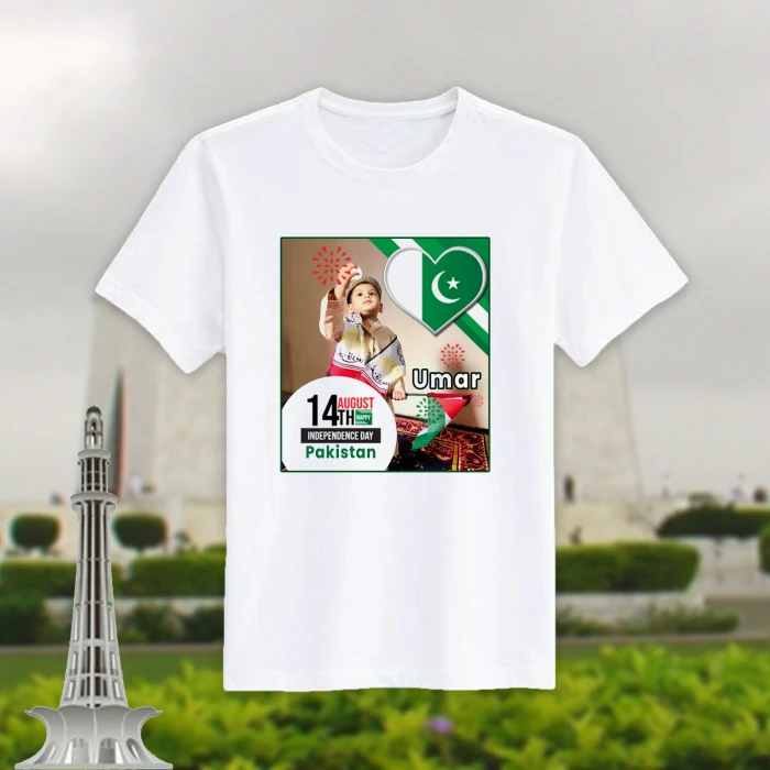 Custom 14 August T-Shirts for Kids Add Name & Photo for Azadi Day