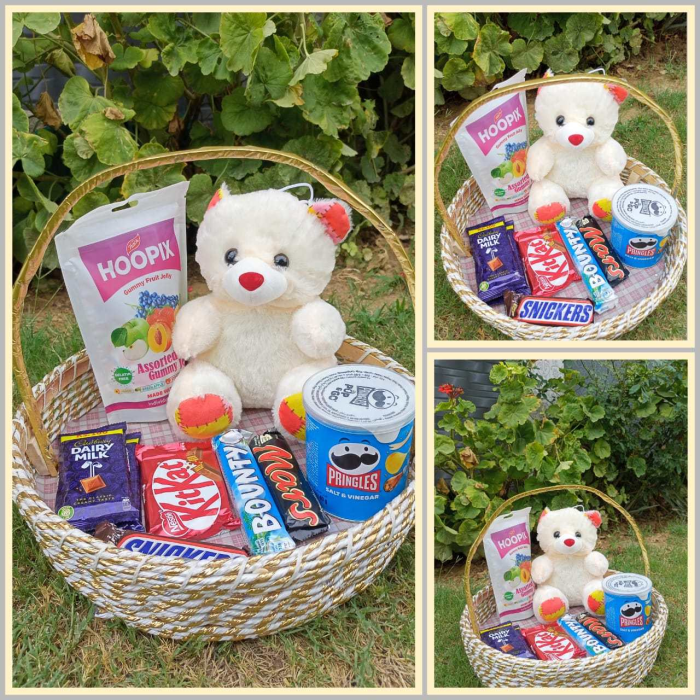 Gift Basket with Teddy & Chocolates
