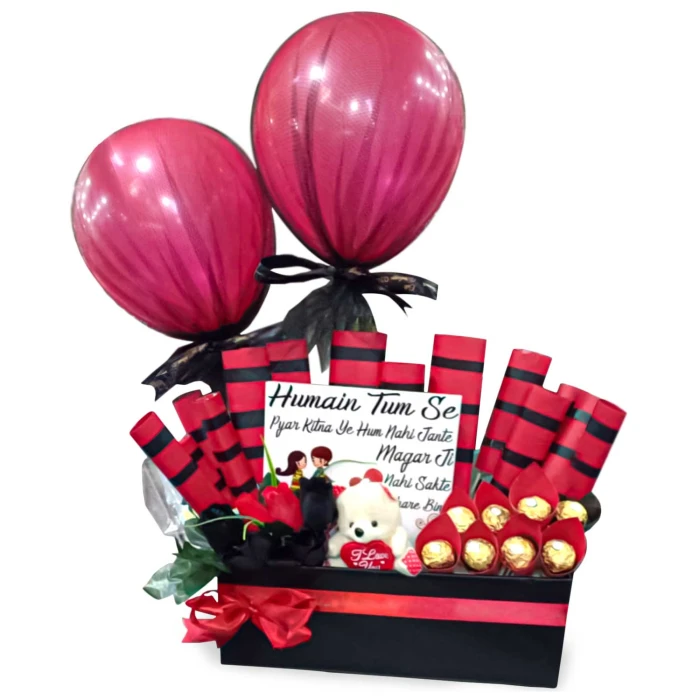 You’re Mine Love Hamper Deluxe Chocolate & Rose Romance Box