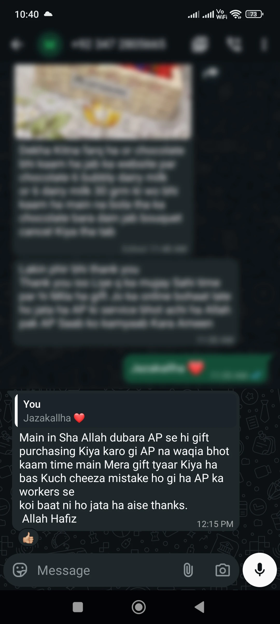 WhatsApp customer review screenshot