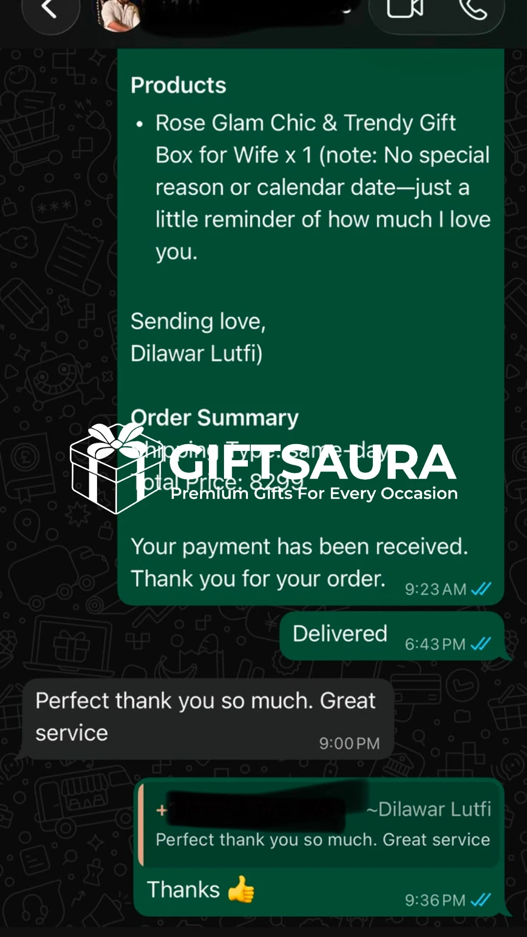 WhatsApp customer review screenshot