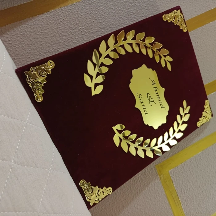 Premium Personalized Nikkah Booklet Maroon Velvet cover image 4