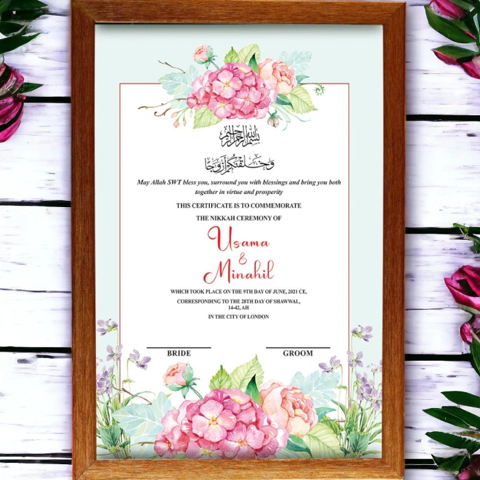 Nikkah Frame Premium Quality  Personalized Islamic Wedding Certificate cover image 1