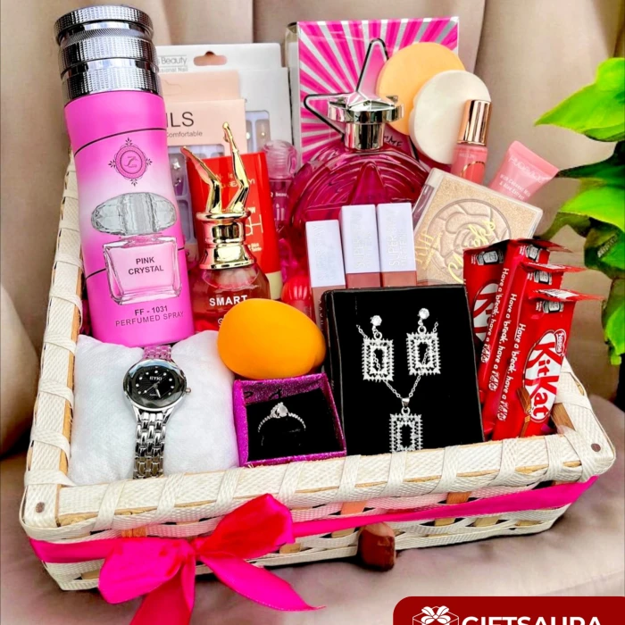 Premium Pink Cosmetics Gift Basket Beauty & Self-Care Hamper