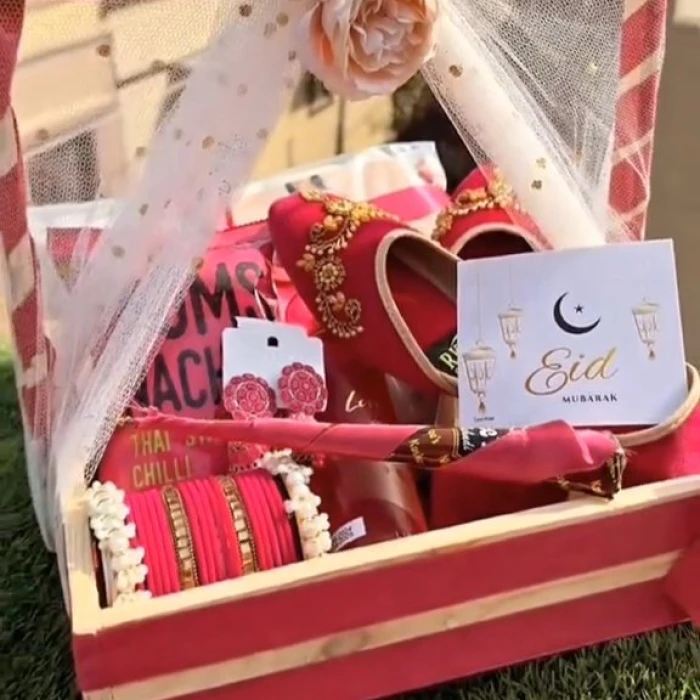 Premium Red Eid Gift Basket Luxury Festive Hamper for Her cover image 1
