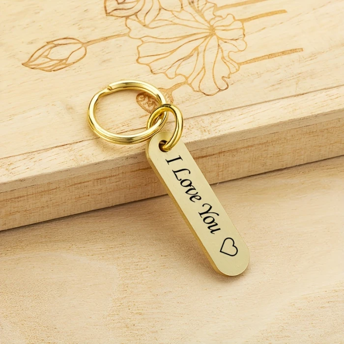 Custom Brass Phone Number Keychain  Personalized Anti Lost Tag for Car Keys Simple Keychain for Men & Women cover image 2