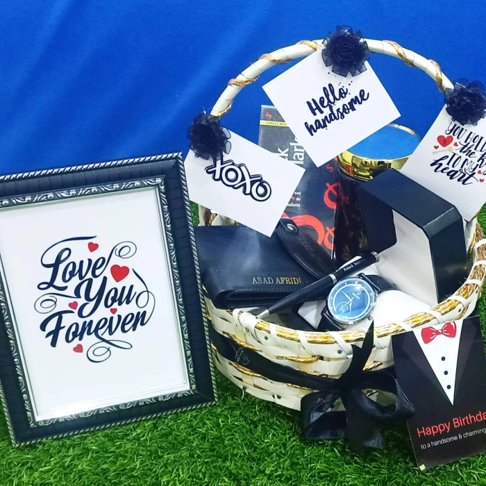 Love Basket for Him Romantic Hamper with Chocolates & Keepsakes
