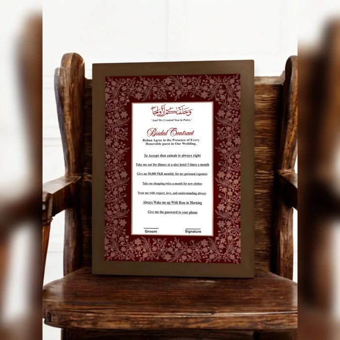 Maroon Mandala Bridal Contract Elegant Wedding Agreement cover image 1