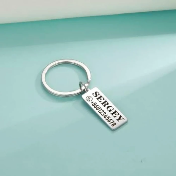 Personalized Stainless Steel Anti‑Lost Keychain – Custom Name & Phone Number Engraved cover image 3