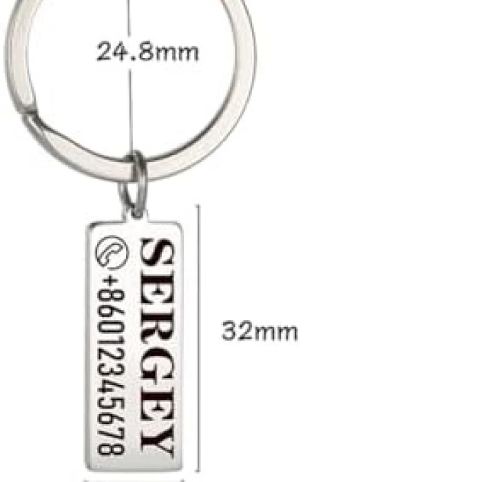 Personalized Stainless Steel Anti‑Lost Keychain – Custom Name & Phone Number Engraved cover image 1
