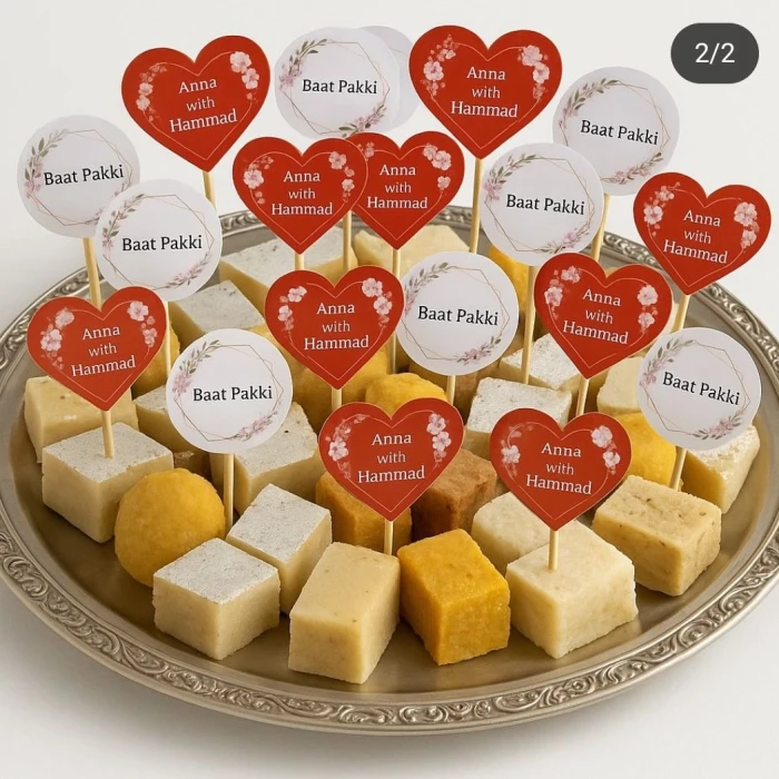 Customized Baat Pakki Toppers Engagement Sweet Decor