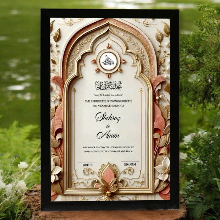 Nikkah Certificate with Custom Names & Framed Display cover image 1