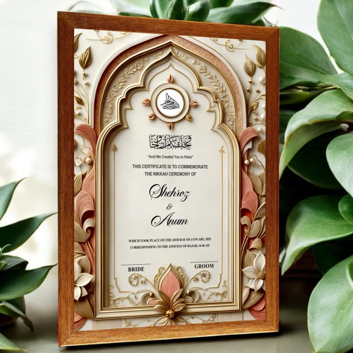 Nikkah Certificate with Custom Names & Framed Display cover image 2