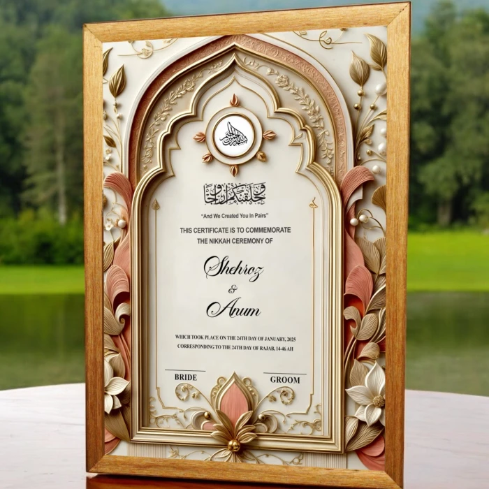 Nikkah Certificate with Custom Names & Framed Display cover image 3
