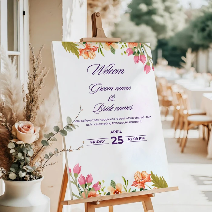 Floral Wedding Welcome Signs Elegant Custom Designs