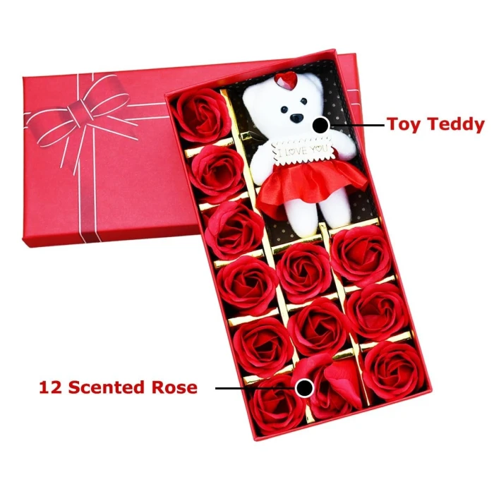 Sorry Gift Box – Apology Greeting Card, Soft Toy & 12 Red Roses cover image 3