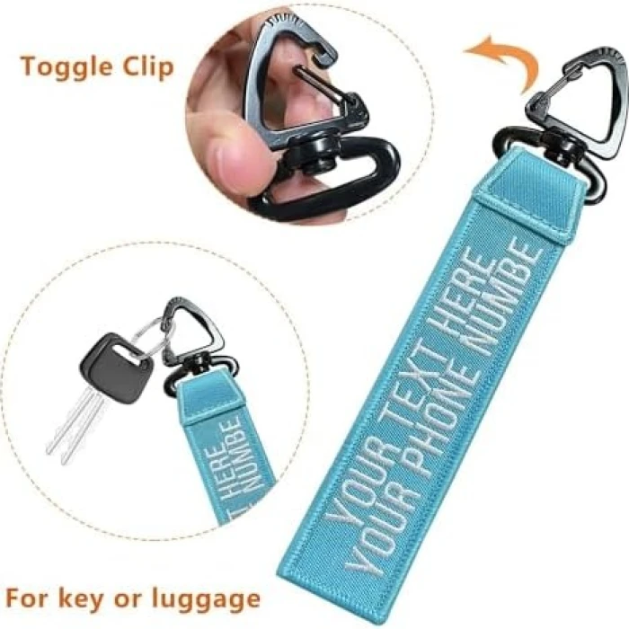 Custom Embroidered Keychain Double-Sided Personalized Name & Number Tag cover image 2