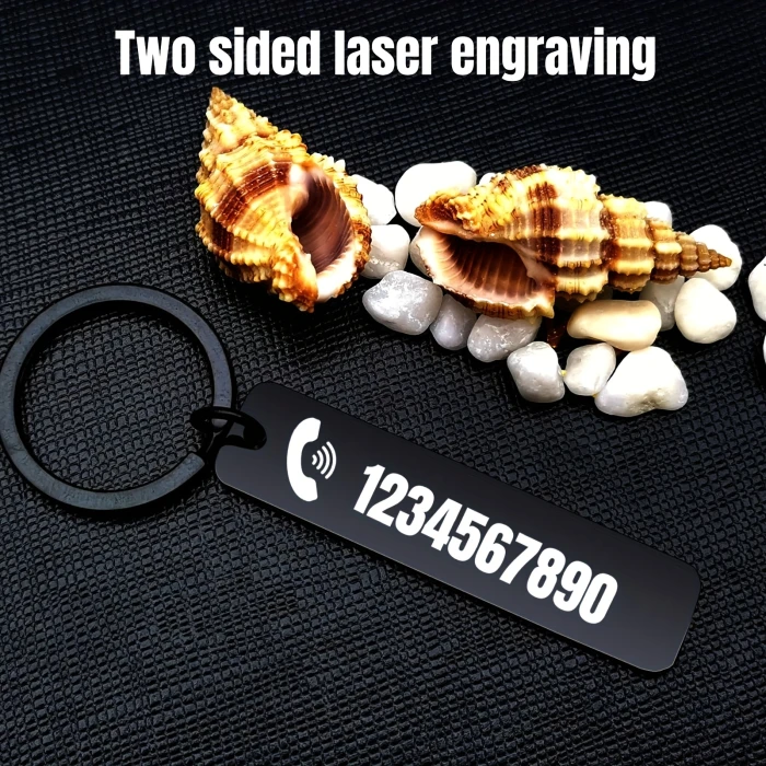 Personalized Titanium Alloy Keychain – Custom Engraved Name & Phone Number cover image 1