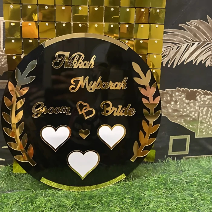 Personalized Round Acrylic Nikkah Thumbprint Board Wedding Gift cover image 1