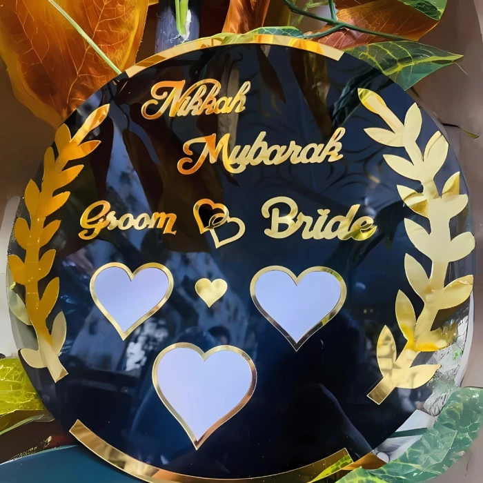 Personalized Round Acrylic Nikkah Thumbprint Board Wedding Gift cover image 2