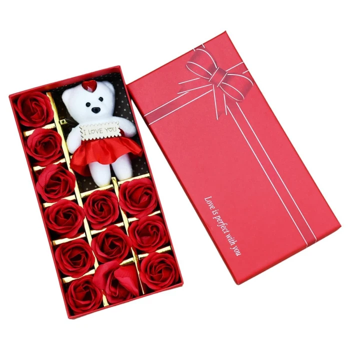 Sorry Gift Box – Apology Greeting Card, Soft Toy & 12 Red Roses cover image 1