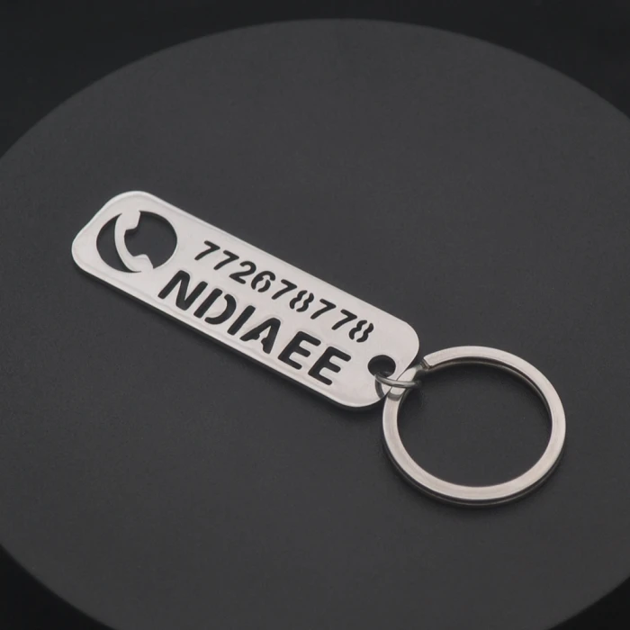 Laser‑Engraved Titanium Alloy Keychain Custom Name & Phone Number Tag cover image 1