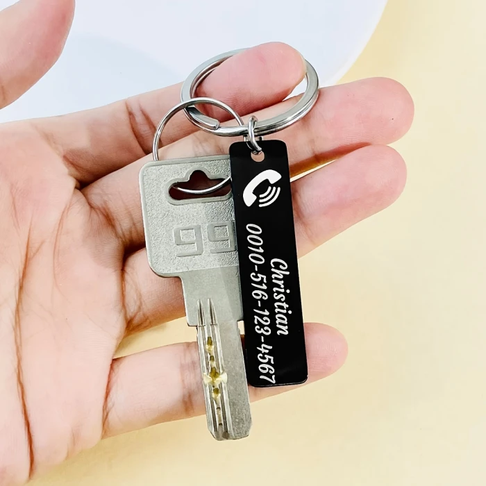 Custom Engraved Stainless Steel Keychain – Personalized Name or Phone Number Tag, Anti‑Lost ID Charm cover image 3