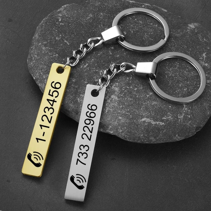 Custom Keychain with Name & Phone Number – Personalized Stainless Steel cover image 5