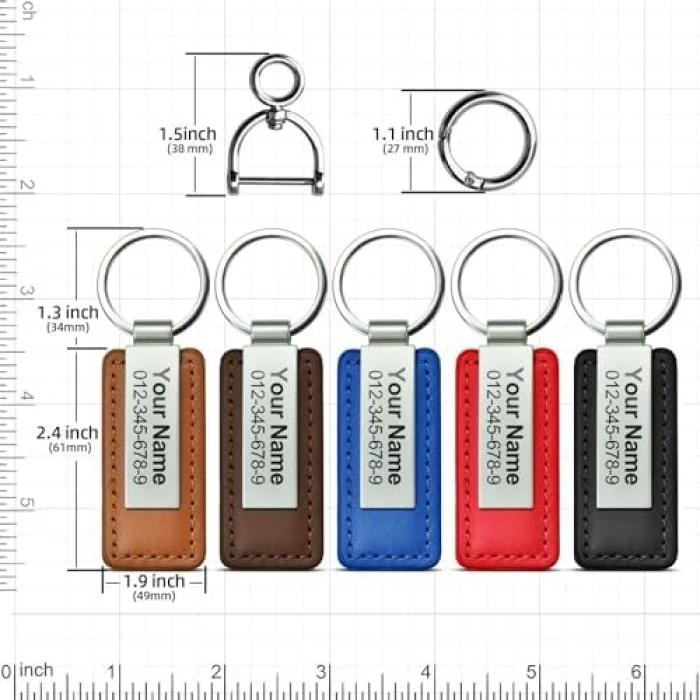 Personalized Leather & Stainless Steel Keychain – Custom Name ID Gift for Men & Dad cover image 2