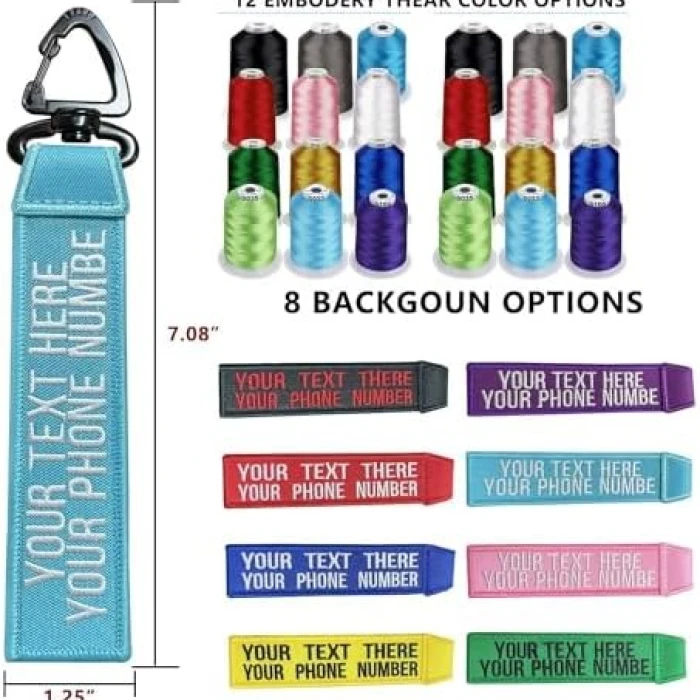 Custom Embroidered Keychain Double-Sided Personalized Name & Number Tag cover image 4