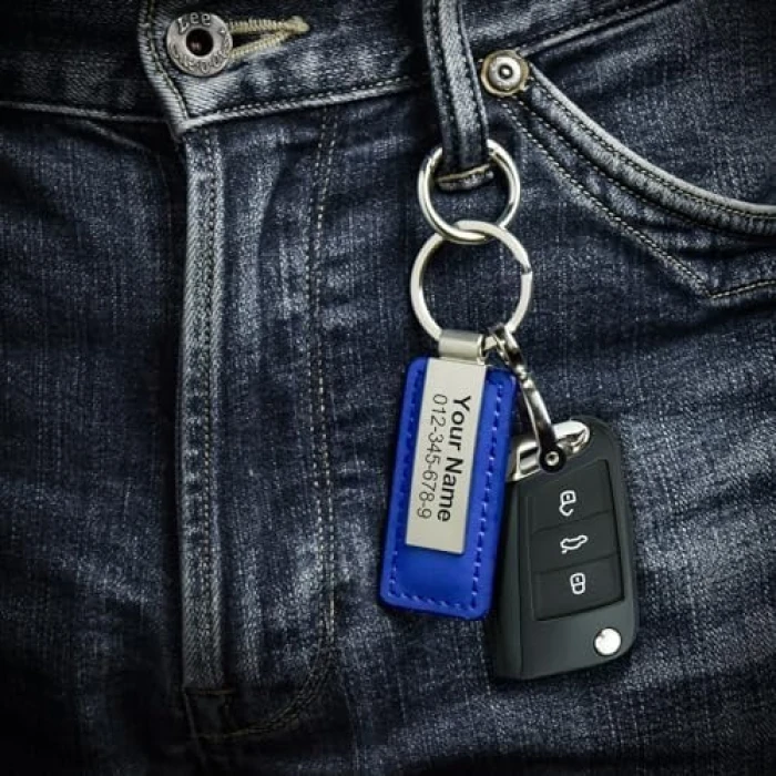 Personalized Leather & Stainless Steel Keychain – Custom Name ID Gift for Men & Dad cover image 4