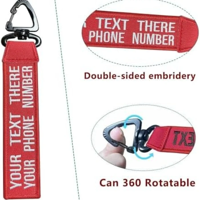 Custom Embroidered Keychain Double-Sided Personalized Name & Number Tag cover image 5