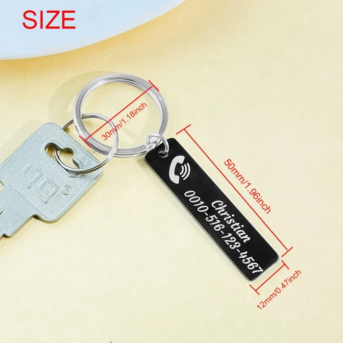 Custom Engraved Stainless Steel Keychain – Personalized Name or Phone Number Tag, Anti‑Lost ID Charm cover image 6
