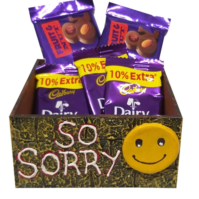 Sorry Gift for Girlfriend Scroll Card, Chocolates & Teddy Basket cover image 1