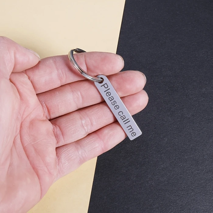 Customizable Stainless Steel Keychain Personalized Name & Phone Tag cover image 1
