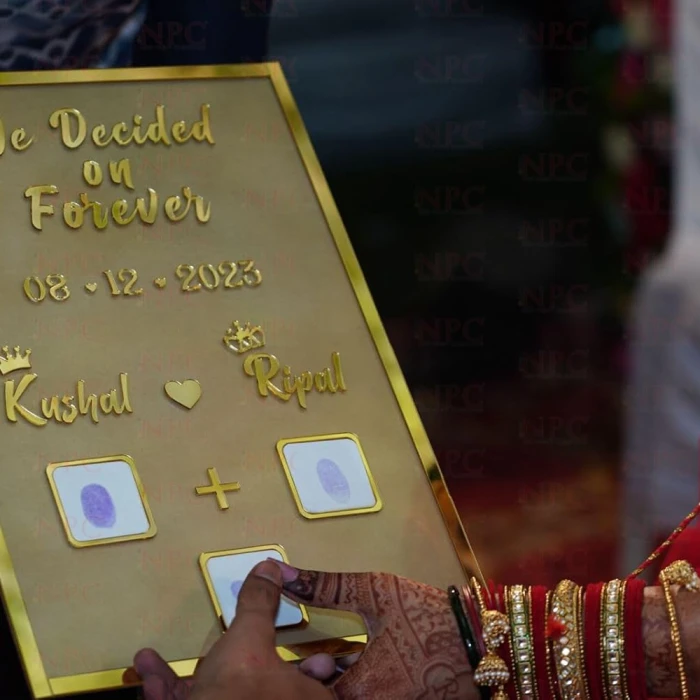 Personalized Golden Acrylic Couple Fingerprint Nikkah certificate cover image 4