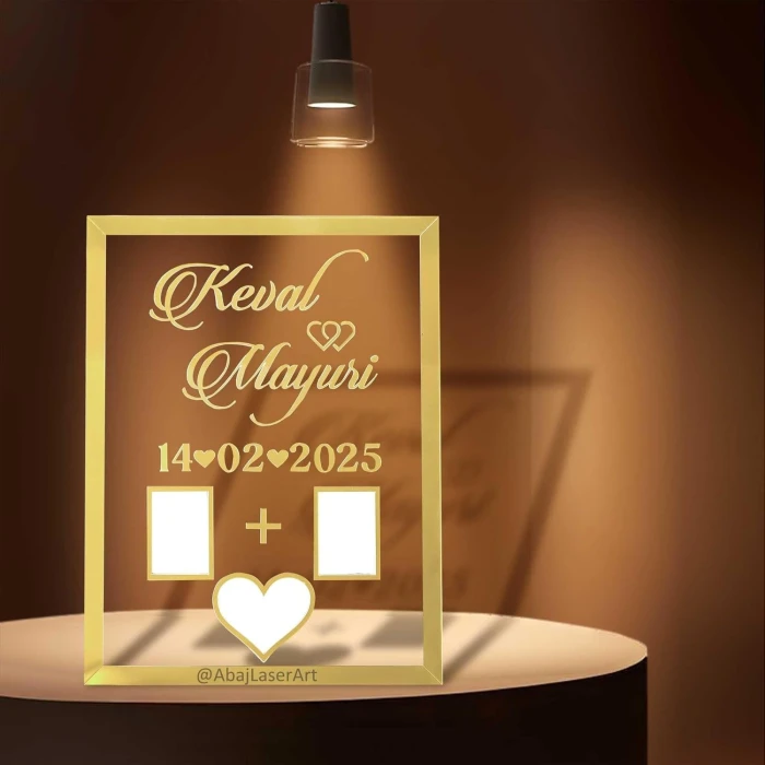 Personalized Acrylic Fingerprint Plaque Custom Couple Gift with 3D Gold Text