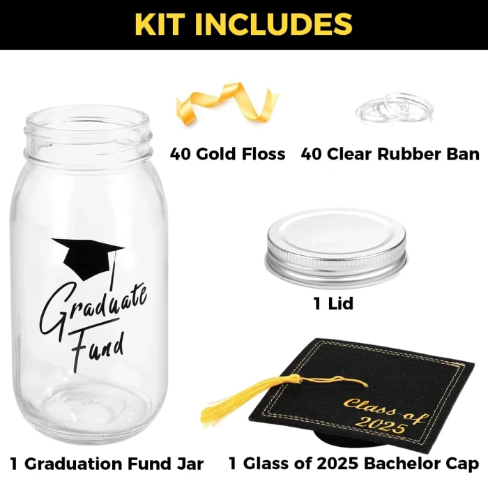 Personalized Graduation Mason Jar Custom Name “Class of Cap Kit & Money Gift cover image 2