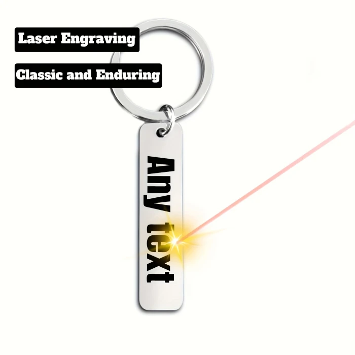 Custom Stainless Steel Keychain Engraved Name & Phone Number cover image 1