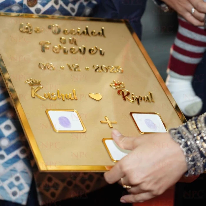 Personalized Golden Acrylic Couple Fingerprint Nikkah certificate cover image 5